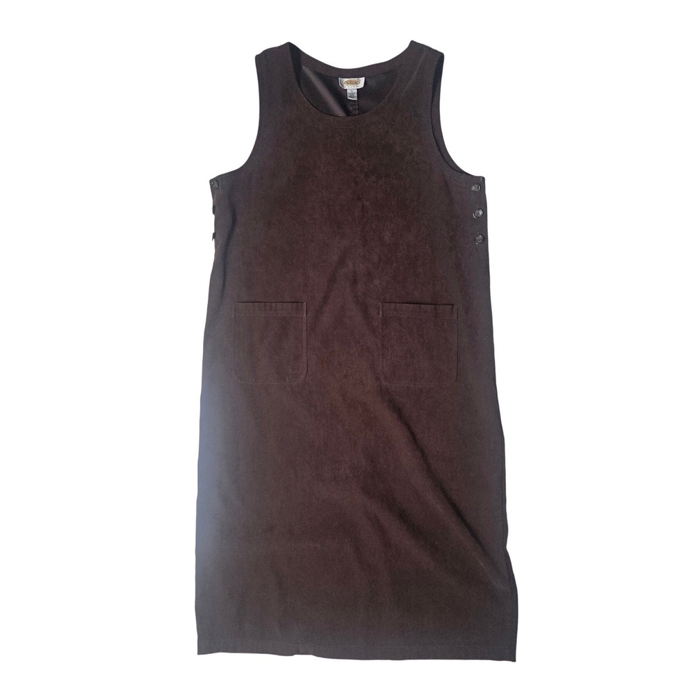 VTG Talbots Brown Jumper Dress PL Cottagecore Dark Academia Pocket Pinafore L